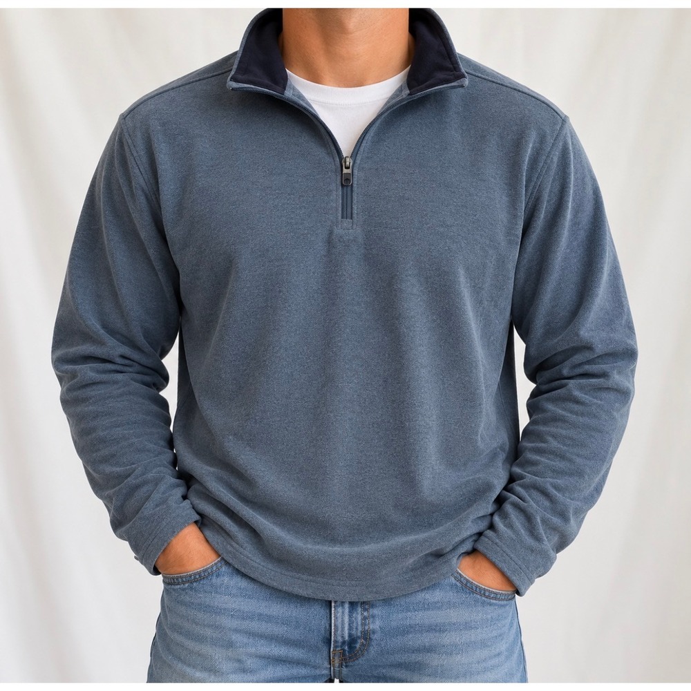Mondetta Outdoor Project Quarter Zip Pullover Size M Blue Good Heathered Fleece